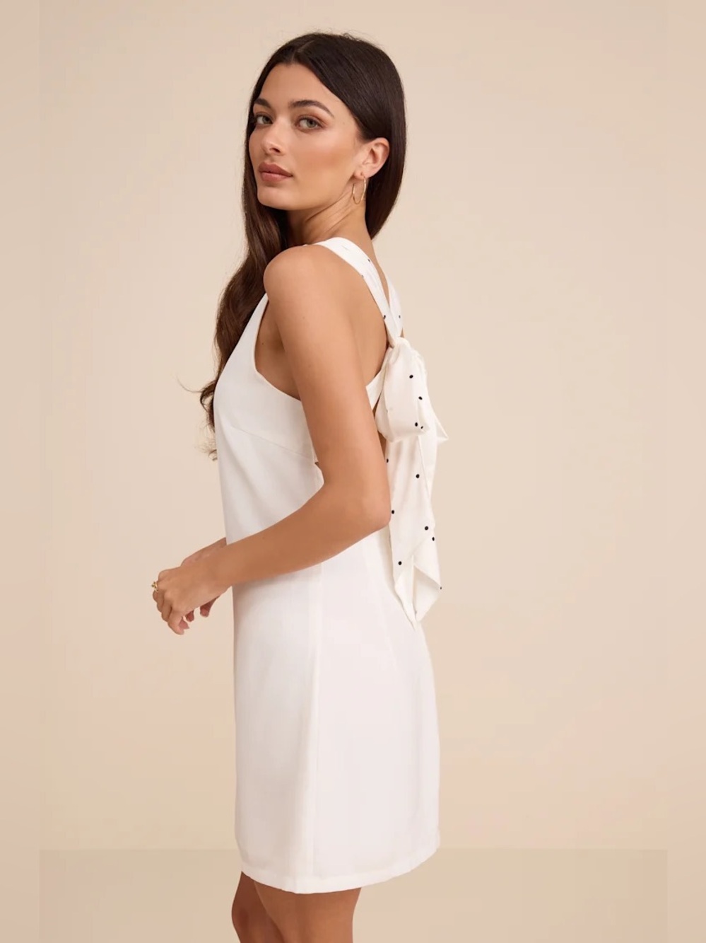 Lulus White Polka Dot Tie-Back Mini Dress New with Tags Medium